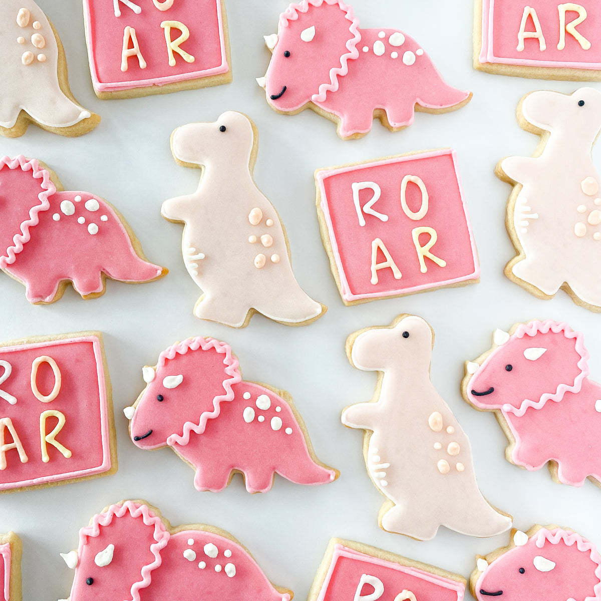 Pink or Green Dinosaur Sugar Cookies