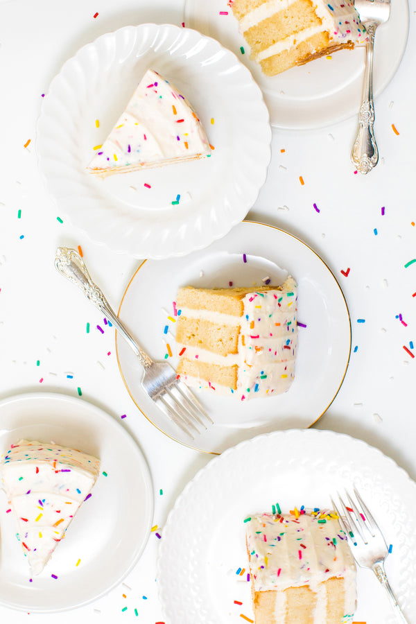 Vanilla Cream Sprinkle Cake Slices
