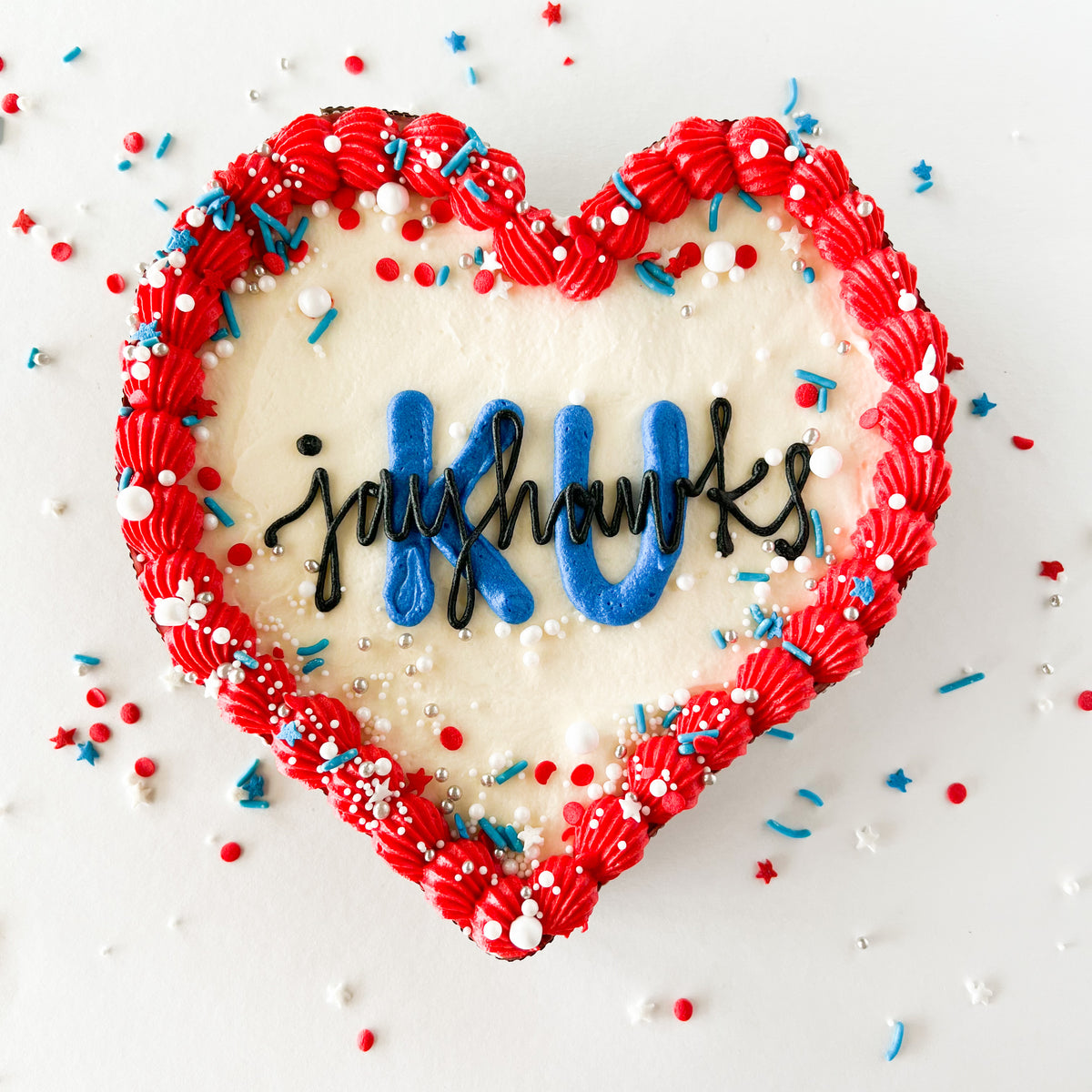 KU Jayhawks Heart Cake